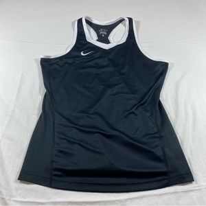 Nike Athletic Racer Shirt Dri Fit Black White Athletic active Workout Sm…